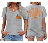 Are You Fall-O-Ween T-shirt à col en V pour femme Motif Jésus, gris, 3XL