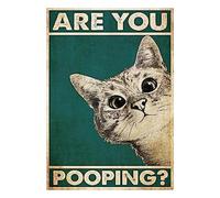 Are You Pooping Poster 30 x 40 cm Motif chats drôles sur toile Décoration WC WC Décoration personnalisée Plaque personnalisée Salle de bain Wc Décoration murale vintage Maison Chambre