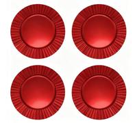 Area illumina Dessous de plat décoratif, lot de 4 ou 6 pièces, 33 cm, bord ondulé, brillant, rouge ou or, réutilisable, idéal pour les mariages, Noël et autres occasions (4, rouge)