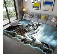 Area Rug Animaux 3D Bleu Blanc Tigre Léopard Fantaisie Ciel Étoilé Salon Tapis Tapis De Chambre d'enfants Doux Antidérapant Lavable Paillasson Tapis De Gymnastique Carpet (Bleu#2,80 x 120 cm)