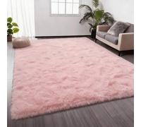 Area Rugs 150 x 160 cm Ne Perd Pas Ses Poils Dessous Antidérapant Moelleux Poils Longs Tapis Tapis Salon Moelleux pour Salon, Chambre, Couloir, Bureau, Cuisine, Rose