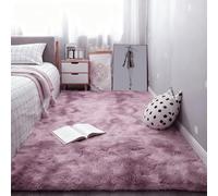 Area Rugs Tapis Moelleux 100 x 120 cm Uni Brillant Douillet Tapi de Chambre Adulte Style Moderne pour Chambre et Salon Cuisine, Rose Pourpre