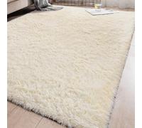 Area Rugs Tapis Moelleux 230 x 260 cm Lavable Moderne Grand Tapis de Salon Moderne pour Chambre et Salon Cuisine, Couleur Crème