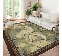 Area Tapis 100x150 for Salon William Morris carpette Lavable Olive Green Sage Acanthus Leaf Large Descente de lit Salle a Manger Chambre antiderapant Moderne Bebe Bureau Decor Brown Border