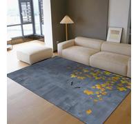 Area Tapis 120x150 Lavable carpette for Salon Vintage Fall Maple Leaf Descente de lit Office Salle a Manger Kids Room Farmhouse Bas Poil antiderapant Decorative High Traffic Areas Blue Grey