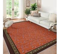 Area Tapis 120x150 Salon carpette Large Soft Indoor Descente de lit Boheme Rustic botanique with antiderapant Rubber Backing for Under Dining Table Chambre Bebe Bureau Burnt Orange Terracotta