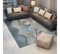 Area Tapis 120x180 Salon carpette Lavable Soft Chinese Magnolia Resistant Taches Indoor Floor Descente lit for Chambre Bebe Kids Playroom Office Salle Manger Home Blue Mountain Hummingbird Print