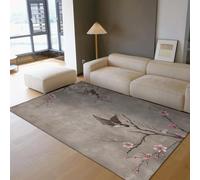Area Tapis 180x240 Soft antiderapant Bas Poil Lavable Swallows Pink Cherry carpette Boheme Moderne Floral Descente de lit for Salon Chambre Salle a Manger Japanese Style Taupe Office Decor