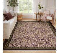 Area Tapis 200x300 for Salon William Morris Resistant aux Taches Lavable carpette Salle a Manger Chambre Purple Antique Gold Acanthus Leaf Descente de lit antiderapant Vintage Elegant Home Decor
