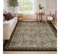 Area Tapis 60x90 for Salon Resistant aux Taches Neutral Lavable carpette Salle Manger William Morris Navy Descente lit Blue Antique Gold botanique Bird Arts and Crafts Vintage antiderapant Thin