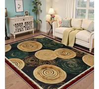 Area Tapis 80x150 Black Gold Green Salon carpette Lavable Moderne Abstrait Spiral Circle Pattern Soft Thin Descente lit Indoor Floor No Slip Resistant Taches for Chambre Salle Manger Farmhouse