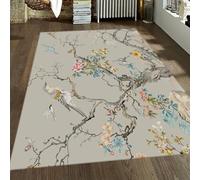 Area Tapis 80x150 for Salon antiderapant Backing Japanese Scenery Lavable carpette Vintage Bird and Blossom Large Descente de lit Resistant aux Taches Home Decor Beige