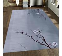 Area Tapis 80x150 Minimalist Japanese carpette Lavable Indoor Gray Cherry Floral Descente de lit Bas Poil Distressed Floor for Salon Chambre Cuisine Dining Table Bureau Easy Clean