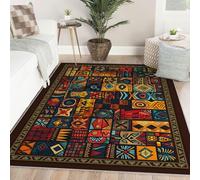 Area Tapis 90x150 Machine Lavable carpette with antiderapant Backing Boheme Patchwork Descente de lit Soft Easy Clean Bas Poil for Salon Chambre Salle a Manger Colorful Tribal geometrique Floor