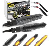 Area1 Clignotants LED moto homologués E effet défilement look carbone - Set de 2 pièces M8 avec résistances - Compatibles Duke 690 SMC/R, MT-07, MT-09, MT-125, Z900, Z650, Z500, Z125, CMX, CB, Hornet