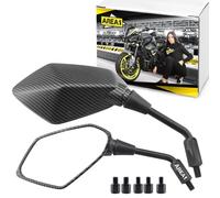 Area1 Lot de rétroviseurs de moto (droite + gauche) « Aspect carbone » Homologué E 2 x M10 Droit Compatible avec Moto Mondial