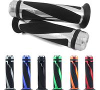 Area1 moto scooter poignées 2 pièces 1x 22mm + 1x 24-25mm (7/8 / 1 pouce) poignées de guidon caoutchouc de poignée de type bobine de couleur argentée