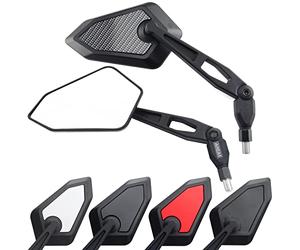 Area1 Rétroviseurs Moto Universel carbone Retroviseur Latéral Homologué E, Certification CE (2xM10 Filetage à droite) compatible avec