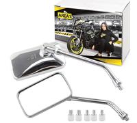 Area1 Rétroviseurs Moto Universel Chrome Retroviseur Latéral Homologué E Certification CE (2xM10 Filetage à droite) compatible avec
