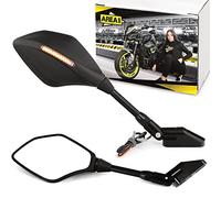 Area1 Rétroviseurs Moto Universel Retroviseur Latéral avec Clignotant Homologué E, Certification CE (4x M6x25) compatible avec