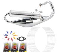 Area1 Tecnigas Q-Tre Kit d'échappement sport chromé pour moteurs debout, 50 cm3, 2 temps, par exemple Sach. Gipsy Limbi, Reggae, Splinter, Squab, Zenith, avec accessoires de tuning gratuits