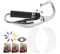 Area1 Tecnigas Q-Tre Kit d'échappement sport Noir Convient pour moteurs debout, 50 cm3, 2 temps, par exemple Hercule, Gipsy Limbi, Reggae, Splinter, Squab, Zenith, avec accessoires de tuning gratuits