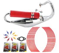 Area1 Tecnigas Q-Tre Kit pot d'échappement sport rouge pour moteurs Peugeot 50 cm3 2 temps par exemple Speedfight 1 Speedfight 2 Vivacity Elystar + accessoires de tuning gratuits