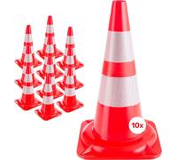 AREBOS 10x Cône de signalisation routière 50 cm | Rétroréfléchissant, Orange-Blanc, Pylône