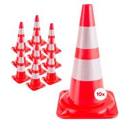 AREBOS 10x Cônes de signalisation routière cône de Chantier | Orange Blanc 50 cm