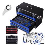 AREBOS Boîte à Outils avec 172 pcs | pour la Maison, Le Garage & l'atelier | boîte à Outils équipée avec 3 tiroirs | Bleu/Noir