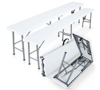 AREBOS 2x Banc de bière pliable I Poignée de transport | 183 x 28 x 43 cm Camping Jardin Fête Banc de Tente à Bière, Banc de Jardin, Banc Set de 2 pièces | Blanc