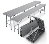 AREBOS Banc de Brasserie Pliable 2X avec poignée | 183 x 28 x 43 cm | Banc Pliant pour Jardin, Camping, fête, terrasse | Set de 2 bancs Robustes et transportables | Couleur Anthracite