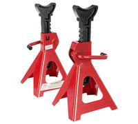 Arebos Chandelles à Crémaillère | 2 pièces | Crics de Levage | 6000 kg | 4 Pieds Robustes pour Une Stabilité Optimale | Rouge