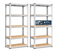 AREBOS 2x Étagère Charge Lourde 875 kg - Rayonnage Métallique 5 Tablettes Réglables 180x90x30 cm