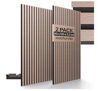 AREBOS 2x Panneaux acoustiques en bois véritable - NRC 0,95, réduction du bruit, installation facile mur/plafond Noyer