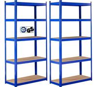 AREBOS 2x Rayonnage pour charges lourdes Rayonnage de cave Rayonnage emboîtable Rayonnage d'atelier Systèmes de stockage et d'étagères 180 x 90 x 30 cm Bleu