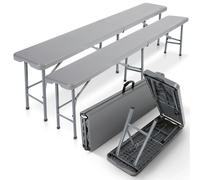 AREBOS 2xBanc de bière Banc pliable I Poignée de transport | 183 x 28 x 43 cm Banc pliable Camping Jardin Fête Banc de camping Banc de tente à bière, Banc de jardin Anthracite