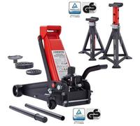 AREBOS 3T Cric hydraulique de manœuvre avec pédale, 2x supports, capacité de charge 3 tonnes, 2x supports