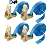 AREBOS 4x Sangles d'Arrimage 6m 25 mm à Cliquet Fixation Charge 400daN Bleu