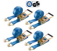 AREBOS 4x Sangles tension 2 partie avec crochet Sangles d'arrimage 6 m, 5000 kg