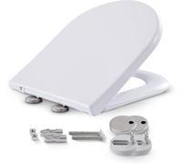 AREBOS Abattant de WC en Duroplast avec système d'abaissement automatique - En forme de D - Charge maximale : 150 kg