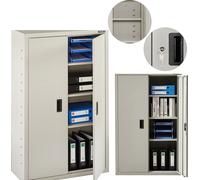 AREBOS Armoire à dossiers 140x90x40 cm Gris | Armoire de bureau avec serrure & étagères