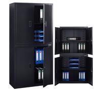 AREBOS Armoire à dossiers 180x40x90 cm Armoire de bureau Armoire de stockage Noir avec serrure