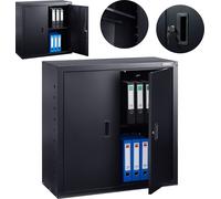 AREBOS Armoire à dossiers 90x90x40 cm Armoire de bureau Armoire de stockage Noir avec roulettes