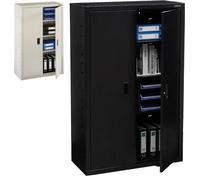 AREBOS Armoire à dossiers | Armoire de Bureau | 140x90x40 | 2 Portes | 3 étagères réglables en Hauteur | Serrure à Cylindre | Noir