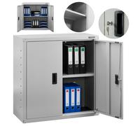 AREBOS Armoire de classement| Armoire de Bureau| Armoire de Rangement | 1 étagères réglables en Hauteur | 90x90x40cm | Gris