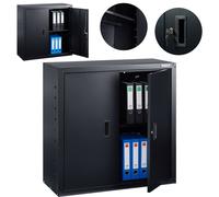 AREBOS Armoire de Bureau en Acier Noir 90x90x40 cm | 1 étagère réglable en Hauteur | Armoire de classement et Rangement Robuste pour Documents et Fournitures