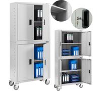 AREBOS Armoire de classement | Armoire de Bureau| Armoire de Rangement| 4 étagères réglables en Hauteur | 180x90x40cm | Gris
