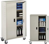 AREBOS Armoire à dossiers | Armoire de Bureau |Jeu de 4 roulettes |155 x 90 x 40| 2 Portes | 3 étagères réglables en Hauteur | Gris
