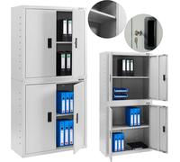 AREBOS Armoire de bureau 180x90x40 cm Armoire de stockage Gris avec roulettes
